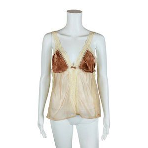 Vintage 80s Lingerie Top Cone Bra Nylon Camisole Neglige A Nuit OS